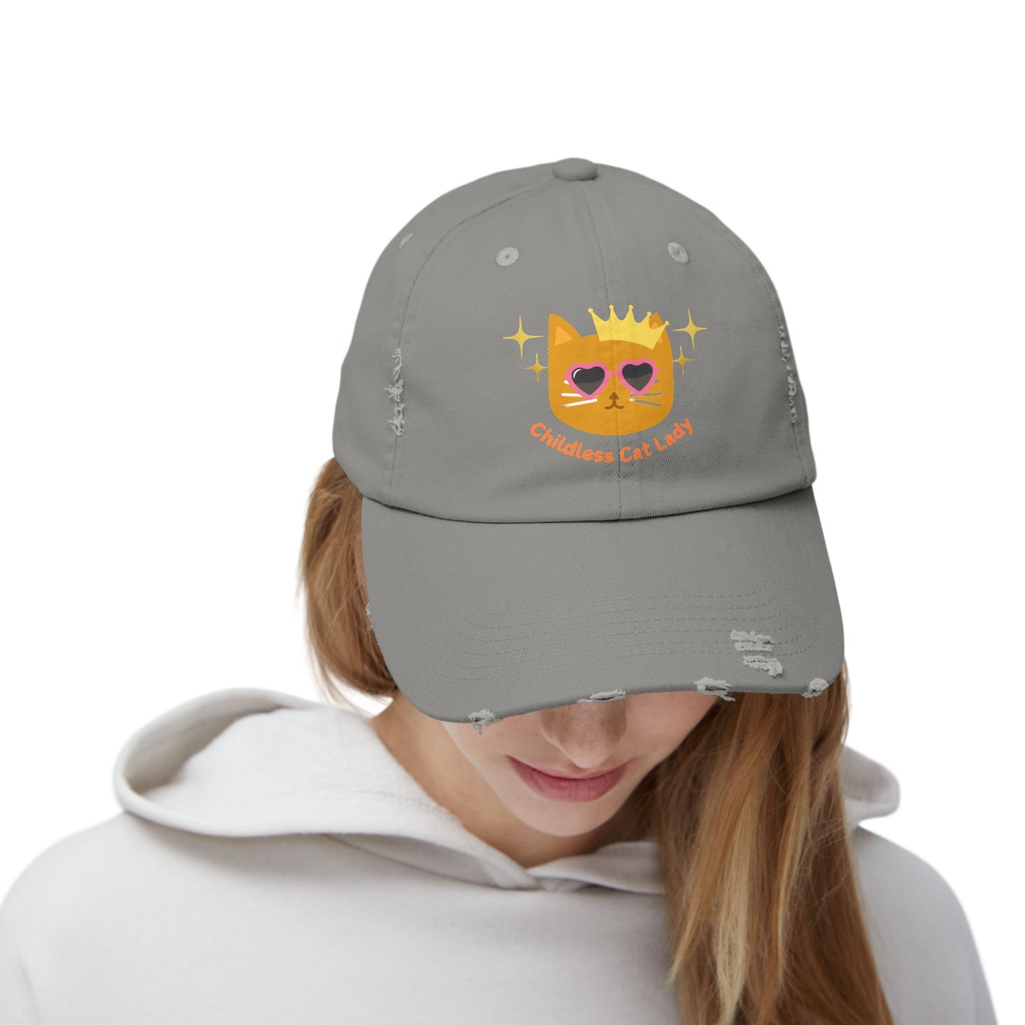 Childless Cat Lady Distressed Cap