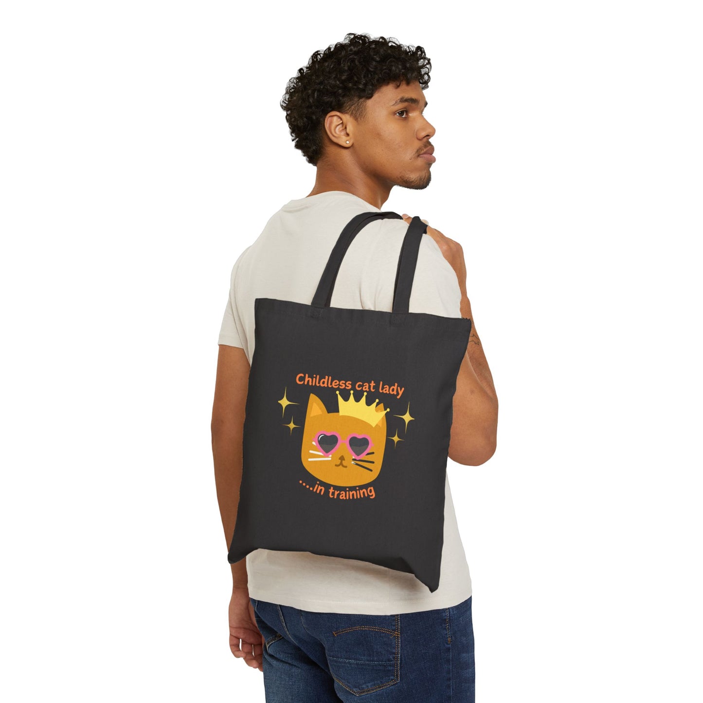 Childless Cat Lady in Training Cotton Canvas Tote Bag