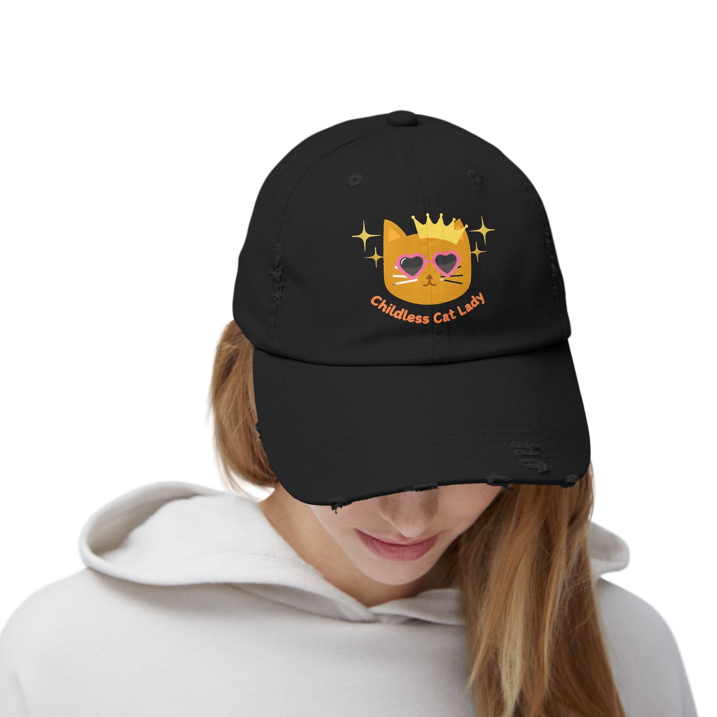 Childless Cat Lady Distressed Cap