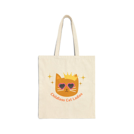 Childless Cat Lady Cotton Canvas Tote Bag