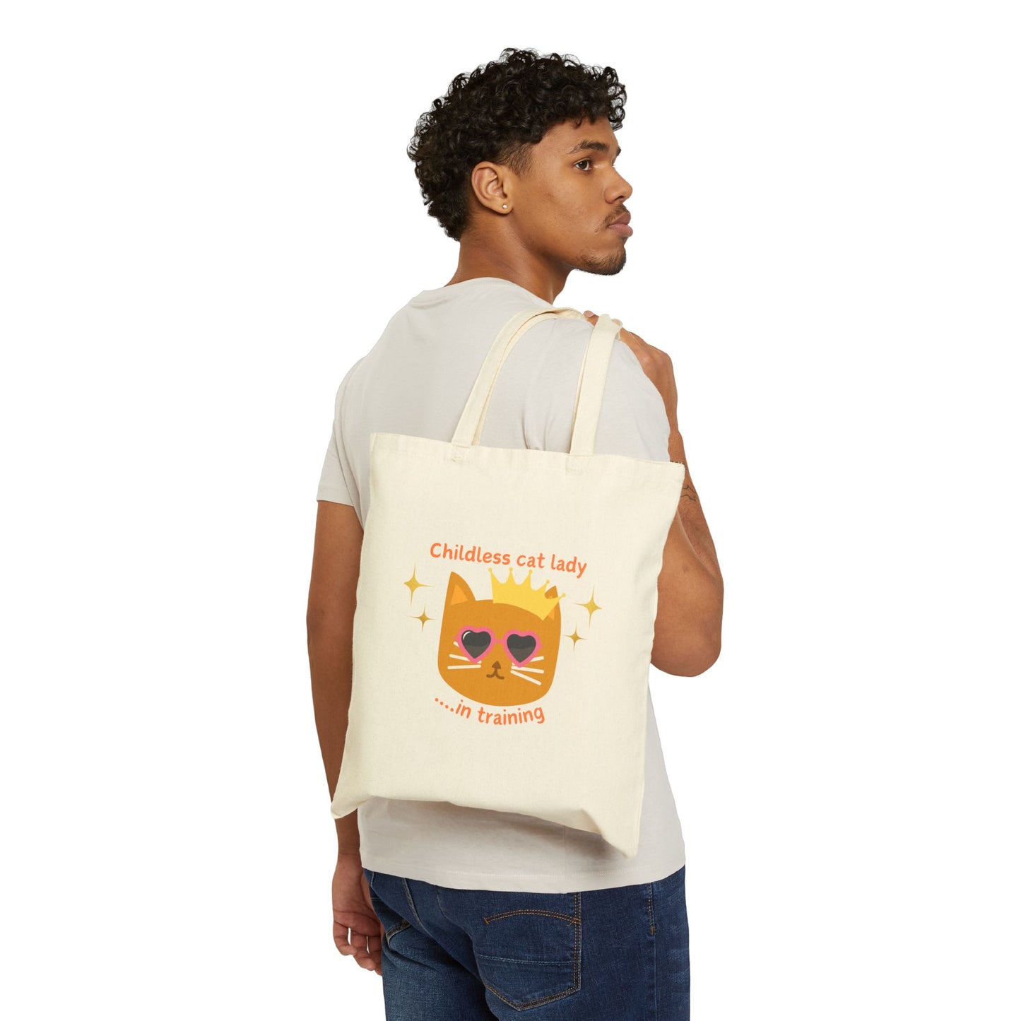 Childless Cat Lady in Training Cotton Canvas Tote Bag