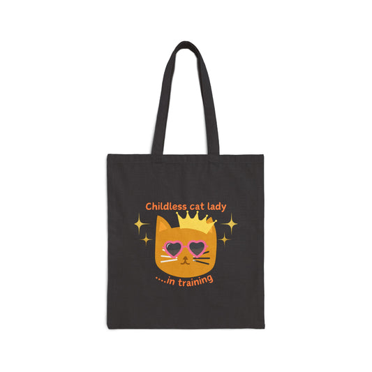 Childless Cat Lady in Training Cotton Canvas Tote Bag