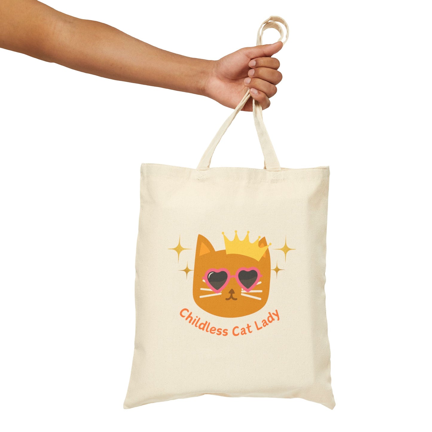 Childless Cat Lady for Dog Owners Cotton Canvas Tote Bag