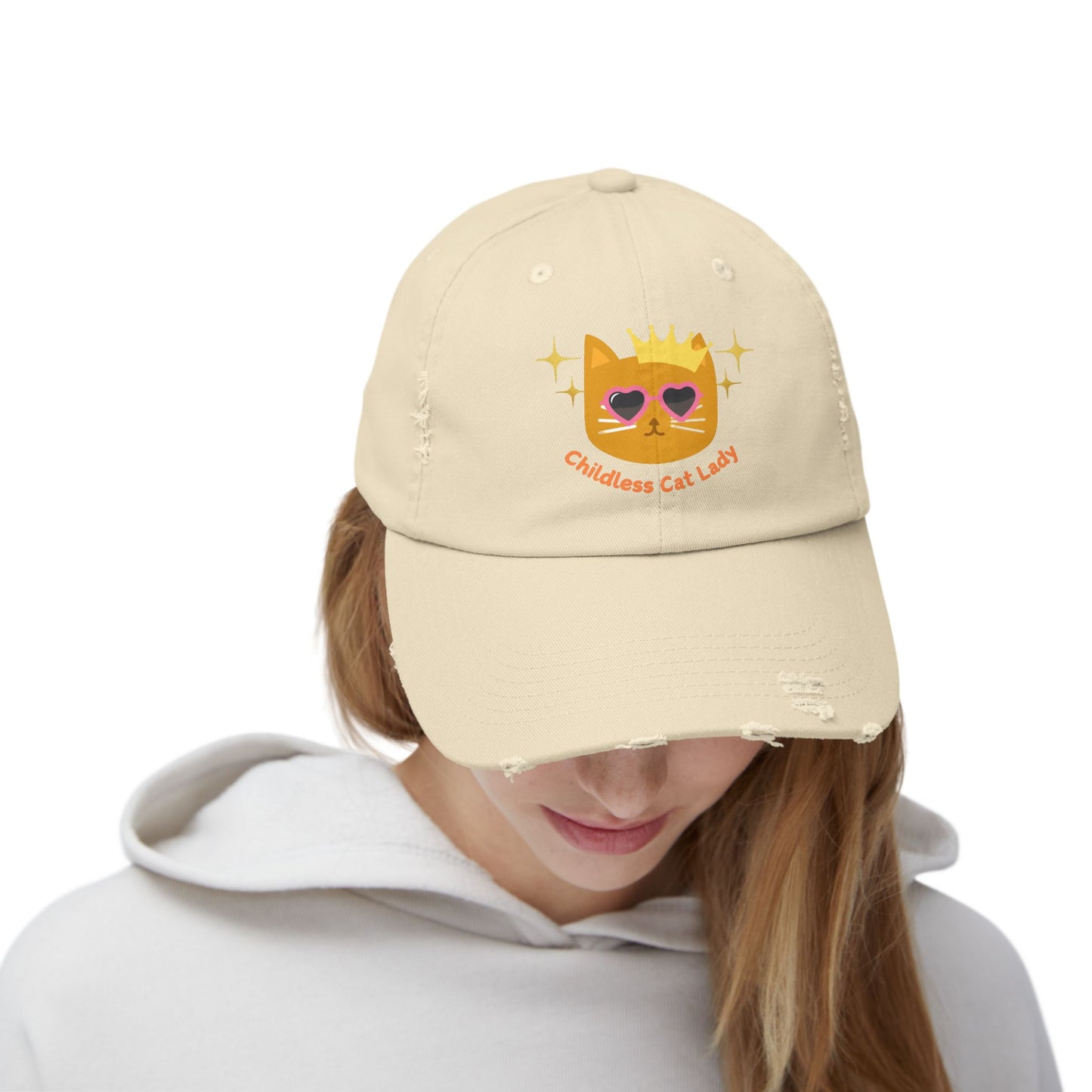 Childless Cat Lady Distressed Cap